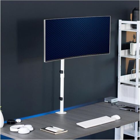 White Single Monitor Desk Mount Extra High Adjustable Stand for 32 Inch Screens - in Saudi Arabia