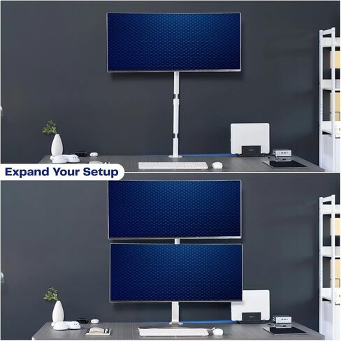 White Single Monitor Desk Mount Extra High Adjustable Stand for 32 Inch Screens - in Saudi Arabia