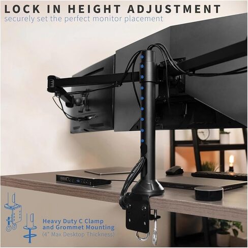 Triple Monitor Desk Mount, Heavy Duty Stand, Computer Screen 32 Inch in Saudi Arabia