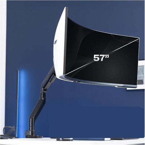 Black Pneumatic Arm Single Extra Wide Computer Monitor Desk Stand - 57" in Saudi Arabia