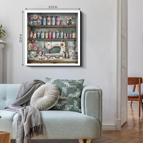 Vintage Sewing Machine 1000 Piece Puzzle for Adults，PICKFORU Sewing Puzzle Flower Thread Jars Teacup，Retro Floral Cozy Craft Room Challenge Jigsaw Puzzle in Saudi Arabia