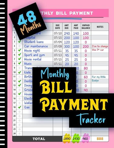 تم نشر الفواتير الشهرية التي تم نشرها بشكل مستقل: 48 شهرًا من النفقات و Bill Tracker مع مخطط العائد على التقويم والديون (2023 ، 6 × 9 بوصات) in Saudi Arabia