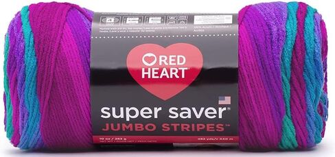 Red Heart Super Saver Jumbo Polo Stripe Yarn - 1 Pack of 283g/14oz - Acrylic - 4 Medium (Worsted) - 482 Yards - Knitting/Crochet in Saudi Arabia