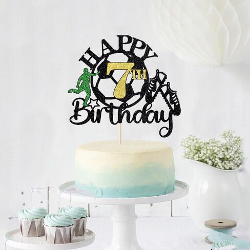 Soccer Happy 9th Birthday Cake Topper,Soccer Players Birthday Sports Theme Cake Decorations，Boys and Girls 9 Years Old Party Supplies in Saudi Arabia