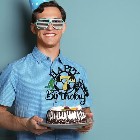 Soccer Happy 9th Birthday Cake Topper,Soccer Players Birthday Sports Theme Cake Decorations，Boys and Girls 9 Years Old Party Supplies in Saudi Arabia