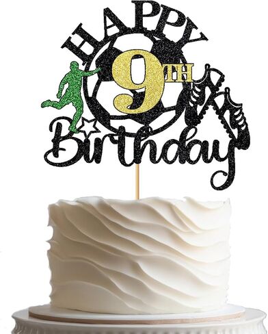 Soccer Happy 9th Birthday Cake Topper,Soccer Players Birthday Sports Theme Cake Decorations，Boys and Girls 9 Years Old Party Supplies in Saudi Arabia