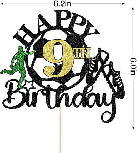 Soccer Happy 9th Birthday Cake Topper,Soccer Players Birthday Sports Theme Cake Decorations，Boys and Girls 9 Years Old Party Supplies in Saudi Arabia