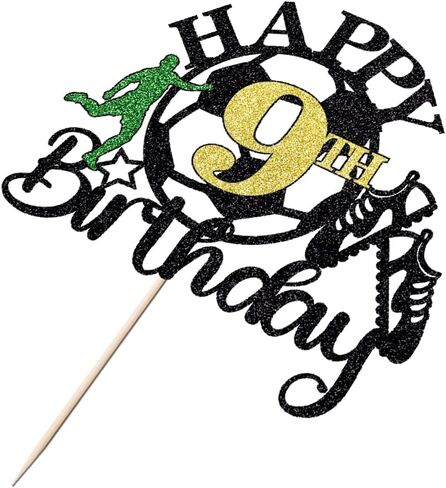 Soccer Happy 9th Birthday Cake Topper,Soccer Players Birthday Sports Theme Cake Decorations，Boys and Girls 9 Years Old Party Supplies in Saudi Arabia