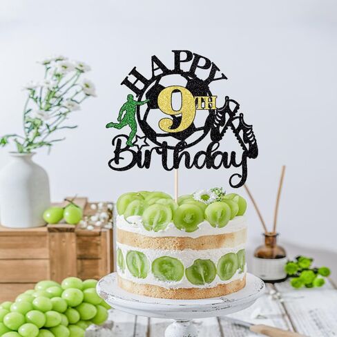 Soccer Happy 9th Birthday Cake Topper,Soccer Players Birthday Sports Theme Cake Decorations，Boys and Girls 9 Years Old Party Supplies in Saudi Arabia