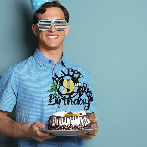 Soccer Happy 9th Birthday Cake Topper,Soccer Players Birthday Sports Theme Cake Decorations，Boys and Girls 9 Years Old Party Supplies in Saudi Arabia