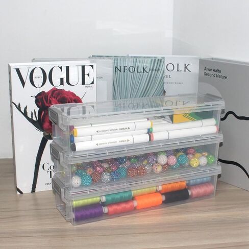 4 Packs Extra Long Pencil Box Large Capacity Pencil Case Clear Plastic Storage Container Long Paint Brush Storage Box Plastic Pencil Holder with Latching Lids (Transparent + Grey) in Saudi Arabia