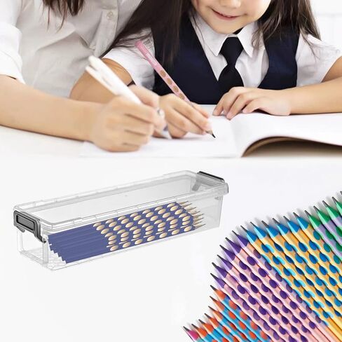 4 Packs Extra Long Pencil Box Large Capacity Pencil Case Clear Plastic Storage Container Long Paint Brush Storage Box Plastic Pencil Holder with Latching Lids (Transparent + Grey) in Saudi Arabia