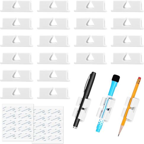 20Pcs Pencil Holder for Desk, Adhesive Pen Holder for Classroom Clipboard Attachment, Silicone Pencil Holder & Marker Holder for School Office Desk Accessories (Black) in Kuwait