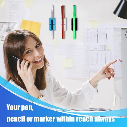 20Pcs Pencil Holder for Desk, Adhesive Pen Holder for Classroom Clipboard Attachment, Silicone Pencil Holder & Marker Holder for School Office Desk Accessories (Black) in Kuwait
