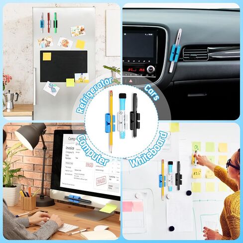 20Pcs Pencil Holder for Desk, Adhesive Pen Holder for Classroom Clipboard Attachment, Silicone Pencil Holder & Marker Holder for School Office Desk Accessories (Black) in Kuwait