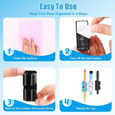 20Pcs Pencil Holder for Desk, Adhesive Pen Holder for Classroom Clipboard Attachment, Silicone Pencil Holder & Marker Holder for School Office Desk Accessories (Black) in Kuwait
