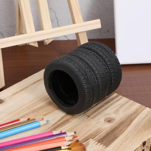 Totority Tire Shaped Pen Holder Car Tire Pencil Holder Stationery Accessories for Desk Kids School Office Decor Christmas Supplies Novelty Funny Cactus Succulent Planter Pot in Saudi Arabia