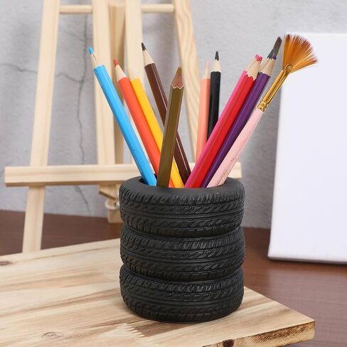 Totority Tire Shaped Pen Holder Car Tire Pencil Holder Stationery Accessories for Desk Kids School Office Decor Christmas Supplies Novelty Funny Cactus Succulent Planter Pot in Saudi Arabia
