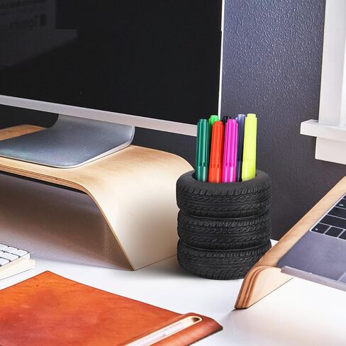 Totority Tire Shaped Pen Holder Car Tire Pencil Holder Stationery Accessories for Desk Kids School Office Decor Christmas Supplies Novelty Funny Cactus Succulent Planter Pot in Saudi Arabia