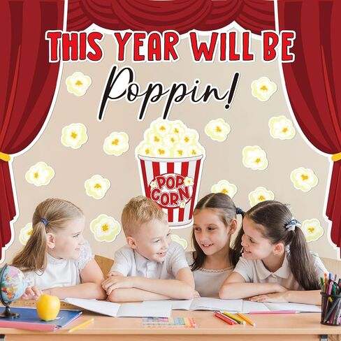 74 Pcs Popcorn Bulletin Board for Classroom Decorations DIY Crafts Movie Themed Paper Cutouts for Students Wall Popcorn Party Supplies Back to School Decor in Saudi Arabia