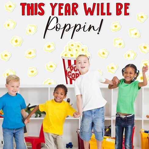 74 Pcs Popcorn Bulletin Board for Classroom Decorations DIY Crafts Movie Themed Paper Cutouts for Students Wall Popcorn Party Supplies Back to School Decor in Saudi Arabia