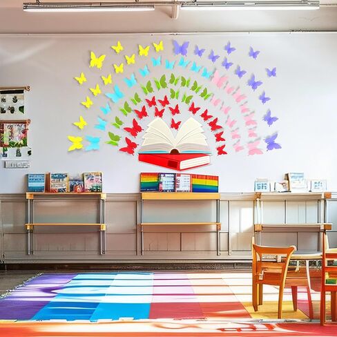 73 Pcs Butterfly Reading Bulletin Board Decorations Set Butterfly Classroom Decor Open Book Bulletin Board Cutouts for Classroom Back to School Party Wall Decor in Saudi Arabia