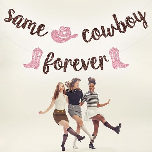 Same Cowboy Forever Banner, Western Cowgirl Bachelorette Decorations, Nashville Bridal Shower Engagement Party Decor, Western Bachelorette Party Decorations, Brown Glitter in Saudi Arabia
