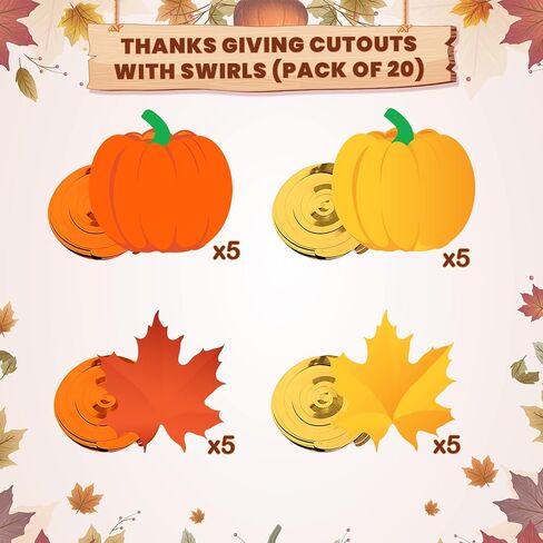 Katchon ، Fall Maple Leaf Swirls - Pack of 30 ، No DIY | زخارف السقوط للمنزل ، ديكورات الخريف الداخلية | زخارف الفصول الدراسية الخريف | الزخارف المعلقة السقوط لزخارف عيد الشكر in Saudi Arabia