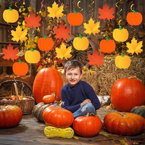 Katchon ، Fall Maple Leaf Swirls - Pack of 30 ، No DIY | زخارف السقوط للمنزل ، ديكورات الخريف الداخلية | زخارف الفصول الدراسية الخريف | الزخارف المعلقة السقوط لزخارف عيد الشكر in Saudi Arabia