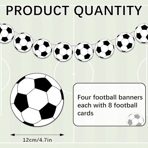 Outus 4 Pieces Soccer Party Decorations Soccer Banner Soccer Ball Garland Soccer Bunting Banners with 32 Pcs Football Pattern Decoration Cards Soccer Party Supplies for Soccer Fans Birthday Party in Saudi Arabia