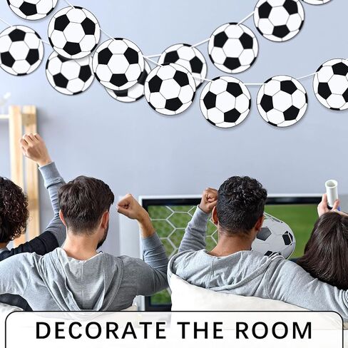 Outus 4 Pieces Soccer Party Decorations Soccer Banner Soccer Ball Garland Soccer Bunting Banners with 32 Pcs Football Pattern Decoration Cards Soccer Party Supplies for Soccer Fans Birthday Party in Saudi Arabia