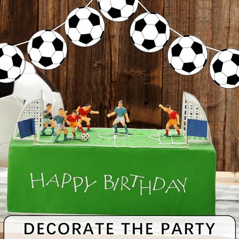 Outus 4 Pieces Soccer Party Decorations Soccer Banner Soccer Ball Garland Soccer Bunting Banners with 32 Pcs Football Pattern Decoration Cards Soccer Party Supplies for Soccer Fans Birthday Party in Saudi Arabia