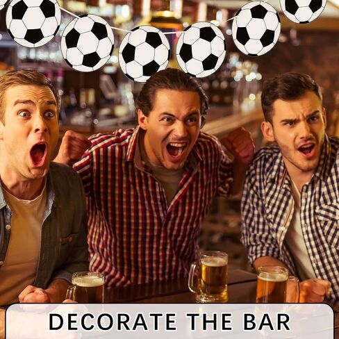 Outus 4 Pieces Soccer Party Decorations Soccer Banner Soccer Ball Garland Soccer Bunting Banners with 32 Pcs Football Pattern Decoration Cards Soccer Party Supplies for Soccer Fans Birthday Party in Saudi Arabia