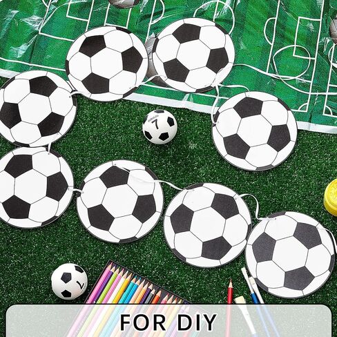 Outus 4 Pieces Soccer Party Decorations Soccer Banner Soccer Ball Garland Soccer Bunting Banners with 32 Pcs Football Pattern Decoration Cards Soccer Party Supplies for Soccer Fans Birthday Party in Saudi Arabia