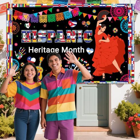 Hispanic Heritage Month Decorations Hispanic Heritage Month Banner Latin American Backdrop Large Celebration Spanish National Decor for Classroom Home 70.8x43.3inch in Saudi Arabia