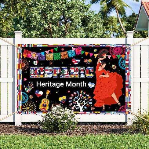 Hispanic Heritage Month Decorations Hispanic Heritage Month Banner Latin American Backdrop Large Celebration Spanish National Decor for Classroom Home 70.8x43.3inch in Saudi Arabia