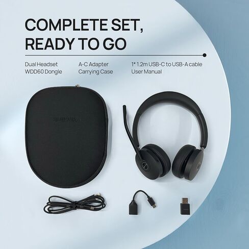 yealink WH68 Hybrid anc dect & Bluetooth Wireless Headset مع محول ، 492 قدم رن رن رن قد سماعات إلغاء الضوضاء النشط للفرق ، التكبير ، ucwith 6x MIC ، مكالمة 32 ساعة ، سماعات الأذن المزدوجة (الكمبيوتر الشخصي ، الهاتف المحمول ، الهاتف) in Saudi Arabia