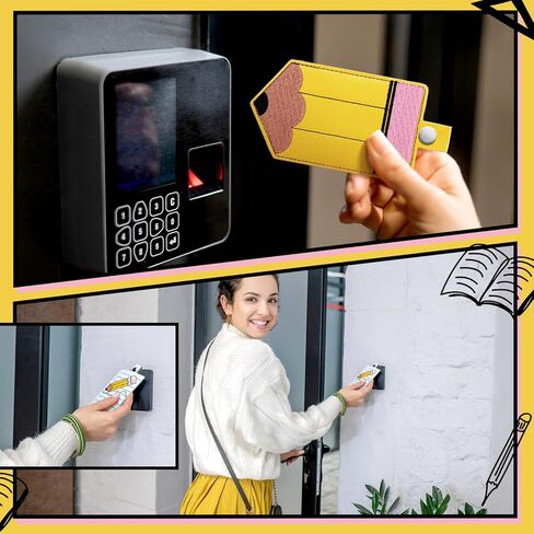 Geyoga 6 Pcs Teacher ID Badge Holder Cute Pencil Crayon Themed ID Card Holder Personalized Pencil Notebook Badge Gifts for Teachers' Day Women Office Graduation in Saudi Arabia