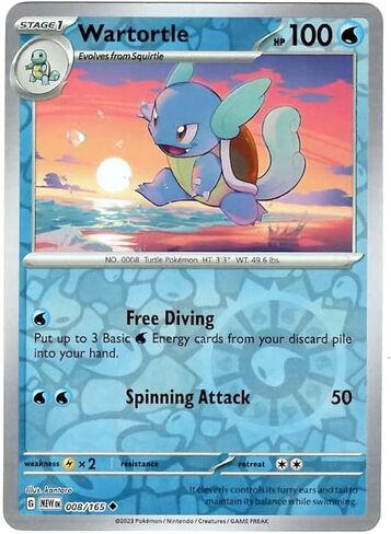 Pokemon - Wartortle 008/165 - Pokemon 151 - عكس الرقائق - بطاقة واحدة in Saudi Arabia