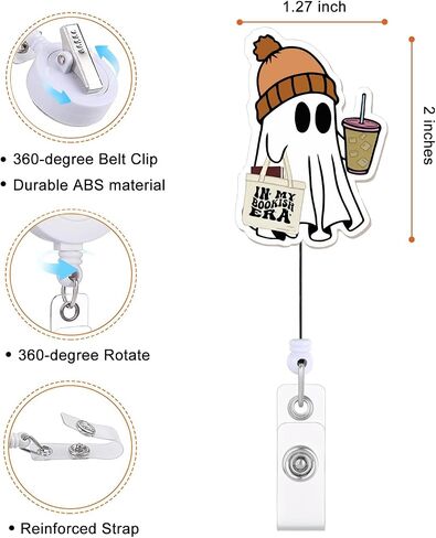 Ghost Ghost Halloween Badge Benel - حامل معرف لطيف قابل للسحب للممرضات والأطباء والطلاب والمعلمين ، هدية ملحق الخريف in Saudi Arabia