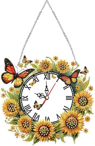 DIY 5D Acrylic Diamond Paint Clock Kits للبالغين حيوانات زهرة خاصة على مدار الساعة على مدار الساعة Crystal Rhinestone Diamond Paint in Kuwait
