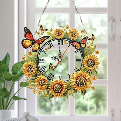 DIY 5D Acrylic Diamond Paint Clock Kits للبالغين حيوانات زهرة خاصة على مدار الساعة على مدار الساعة Crystal Rhinestone Diamond Paint in Kuwait