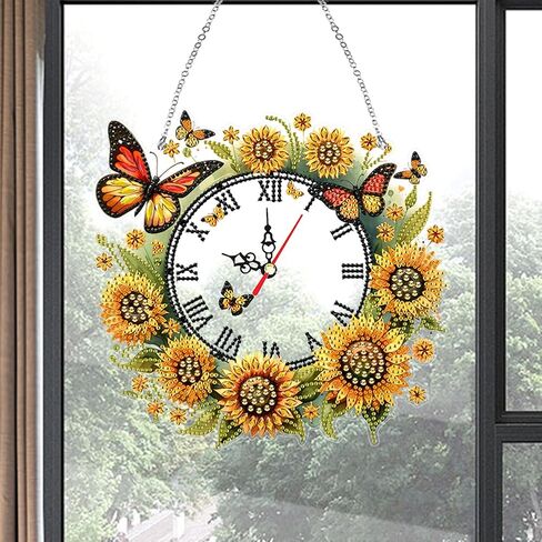 DIY 5D Acrylic Diamond Paint Clock Kits للبالغين حيوانات زهرة خاصة على مدار الساعة على مدار الساعة Crystal Rhinestone Diamond Paint in Kuwait