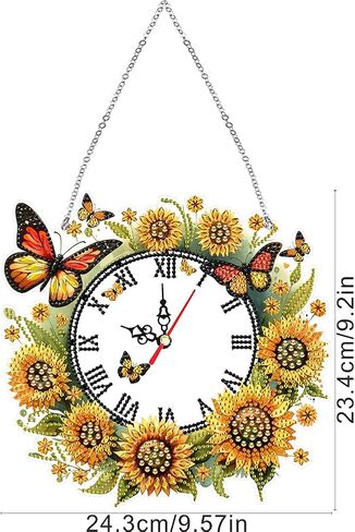 DIY 5D Acrylic Diamond Paint Clock Kits للبالغين حيوانات زهرة خاصة على مدار الساعة على مدار الساعة Crystal Rhinestone Diamond Paint in Kuwait