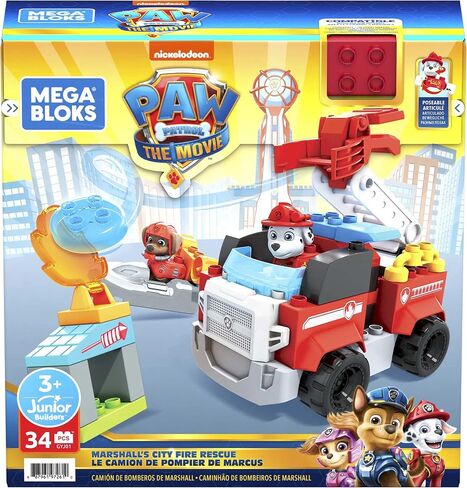 Mega Bloks Paw Paw Patrol Marshall's City Fire Resive Building مجموعة مع 32 Jr. Bricks و Marshall و Zuma ، هدايا مجموعة للبنين والبنات ، الذين تتراوح أعمارهم بين 3+ in Saudi Arabia