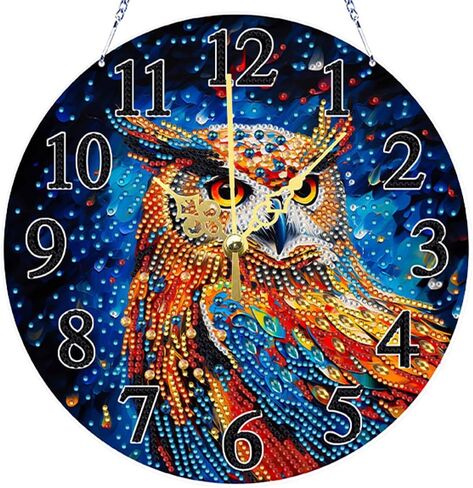 DIY 5D Acrylic Diamond Painting Clock Kits for Adults Flower Animals Special Shaped Art Wall Clock Crystal Rhinestone Diamond Painting by Number Mosaic Art Crafts Home Wall Decor (Yellow) in Kuwait
