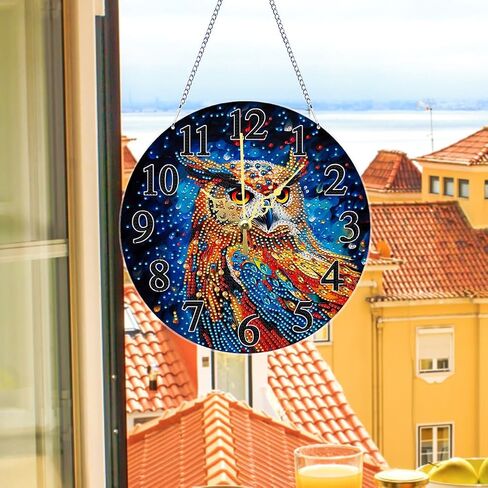 DIY 5D Acrylic Diamond Painting Clock Kits for Adults Flower Animals Special Shaped Art Wall Clock Crystal Rhinestone Diamond Painting by Number Mosaic Art Crafts Home Wall Decor (Yellow) in Kuwait