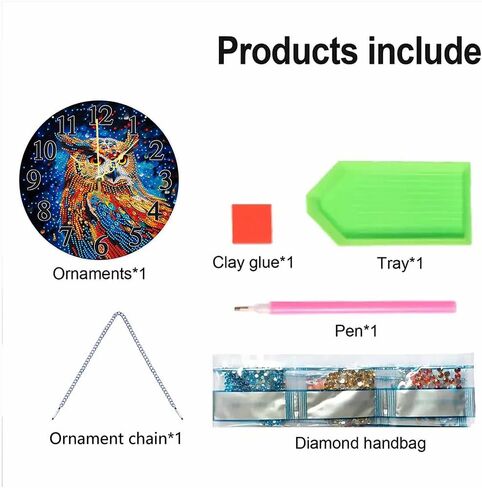 DIY 5D Acrylic Diamond Painting Clock Kits for Adults Flower Animals Special Shaped Art Wall Clock Crystal Rhinestone Diamond Painting by Number Mosaic Art Crafts Home Wall Decor (Yellow) in Kuwait