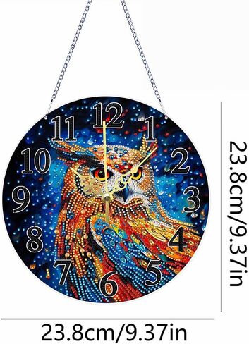 DIY 5D Acrylic Diamond Painting Clock Kits for Adults Flower Animals Special Shaped Art Wall Clock Crystal Rhinestone Diamond Painting by Number Mosaic Art Crafts Home Wall Decor (Yellow) in Kuwait