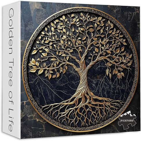Tree of Life Jigsaw Puzzles 1000 Pieces for Adults, PICKFORU Gradient Tree Puzzle Black Gold, Challenging Spring Nature Plant Theme as Wall Decor in Saudi Arabia